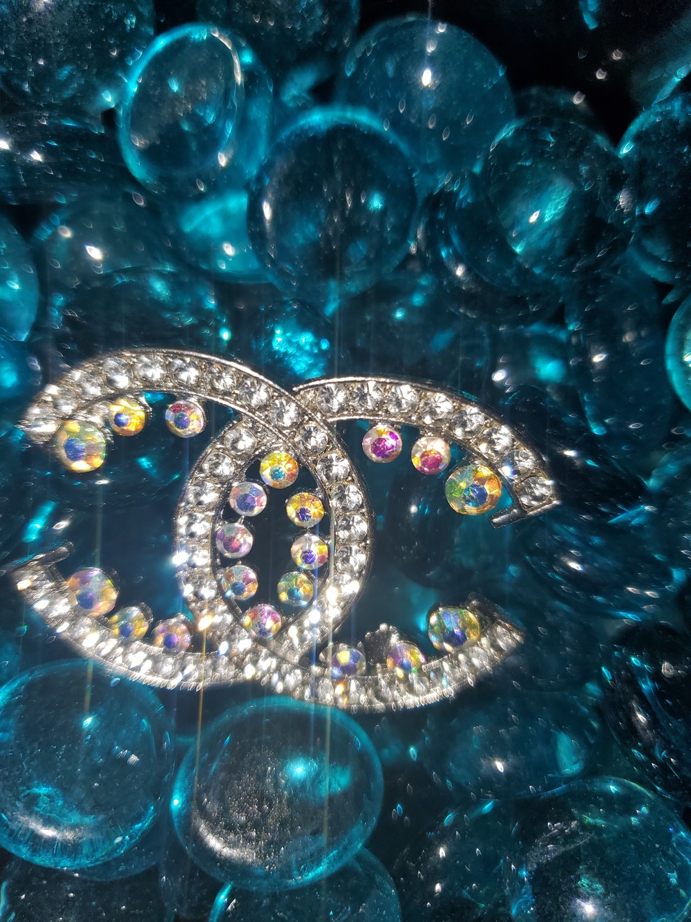 Crystal Double-C Logo Brooch - Multicolor Rhinestones